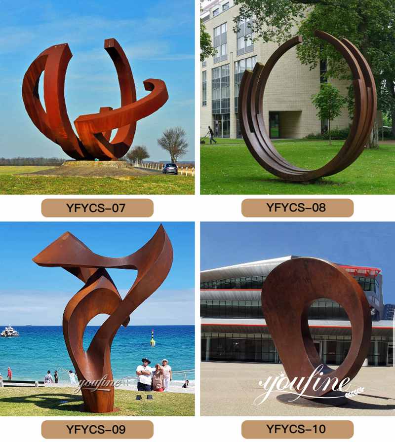 Large Outdoor Rusted Metal Hand Sculptures for Sale CSS-365 - Square Sculpture - 2 rusted metal sculpture