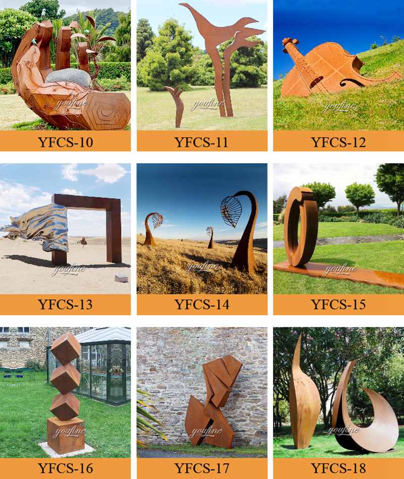 Outdoor Plaza Rusty Metal Garden Sculptures for Sale CSS-366 - Abstract Corten Sculpture - 5