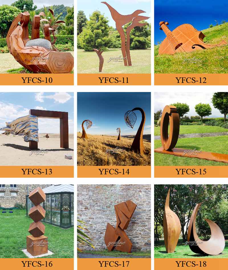 rusty metal garden sculptures