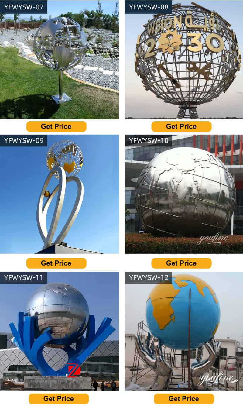 Outdoor Stainless Steel Globe Sculpture from Factory Supply CSS-112 - Center Square - 2