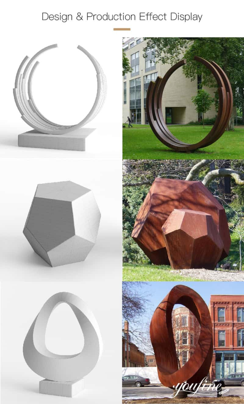 Huge Geometric Metal Head Statue Outdoor Decor from Factory Supply CSS-405 - Abstract Corten Sculpture - 3