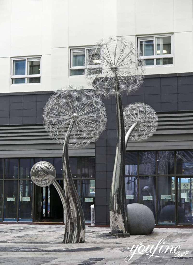 Large Stainless Steel Dandelion Sculpture for Sale