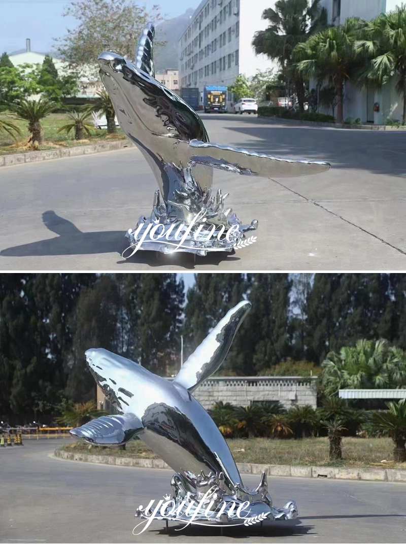 Large Stainless Steel Dolphin Sculpture Square Decor for Sale