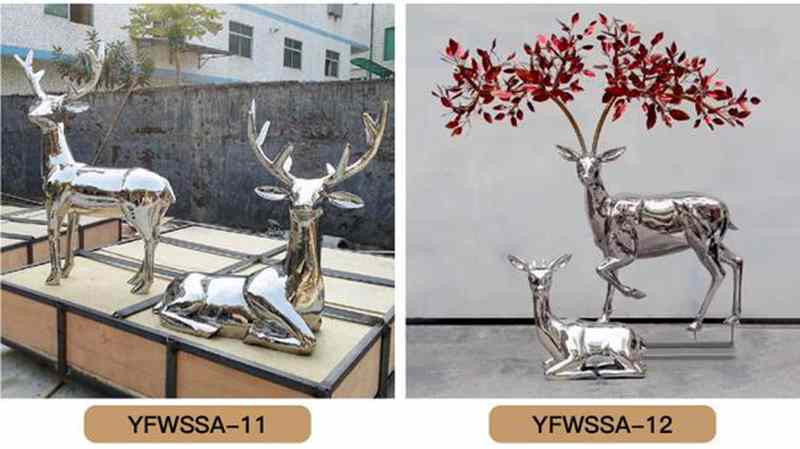 Large metal deer sculptures