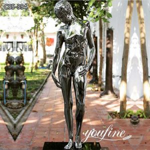 Life Size Polished Stainless Steel Figure Statue Street Decor on Sale CSS-394