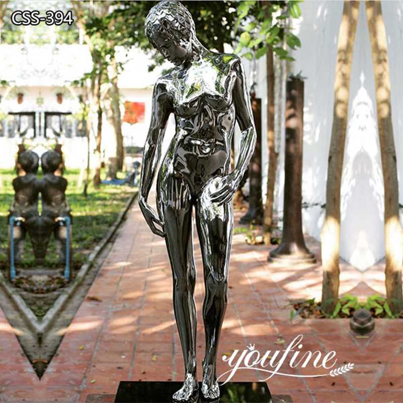 Life Size Polished Stainless Steel Figure Statue Street Decor on Sale