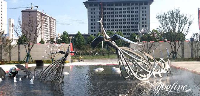 Modern Metal Phoenix Sculpture for Water Feature for Sale CSS-132 - Garden Metal Sculpture - 1