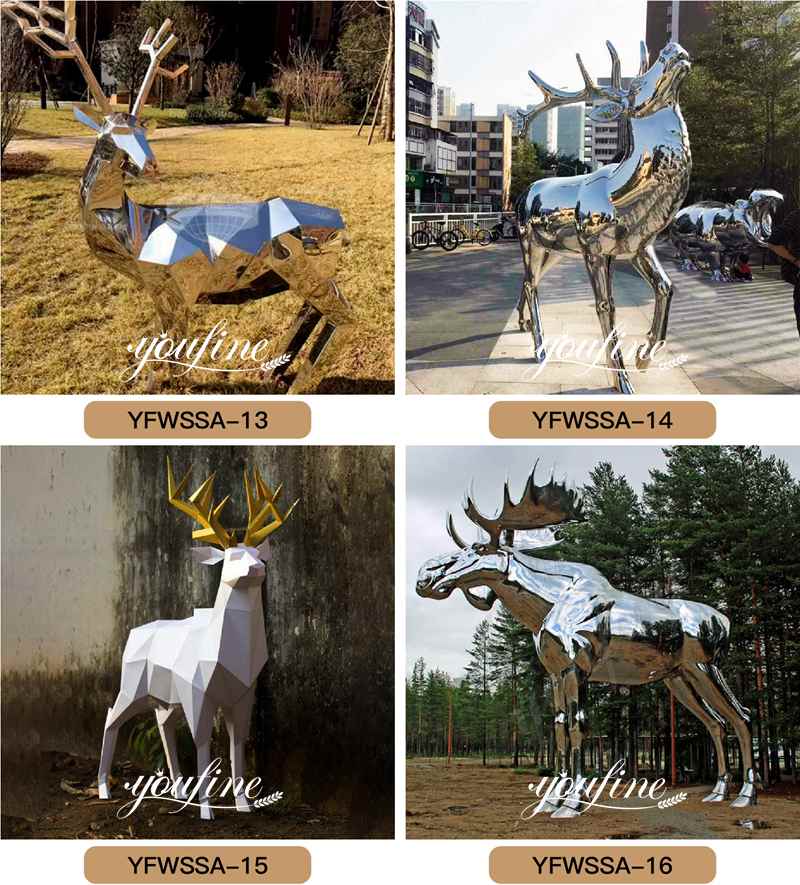 Metal deer sculpture