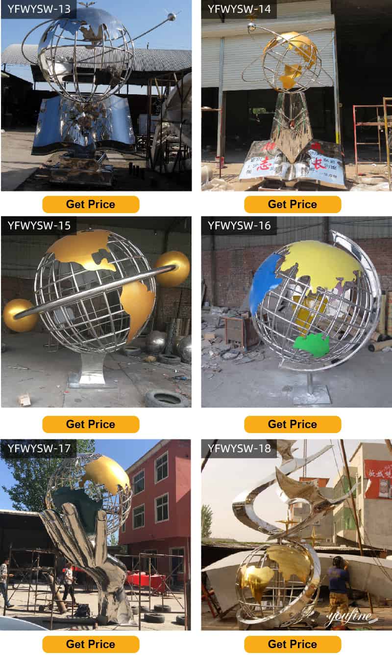 Outdoor Stainless Steel Globe Sculpture from Factory Supply CSS-112 - Center Square - 4