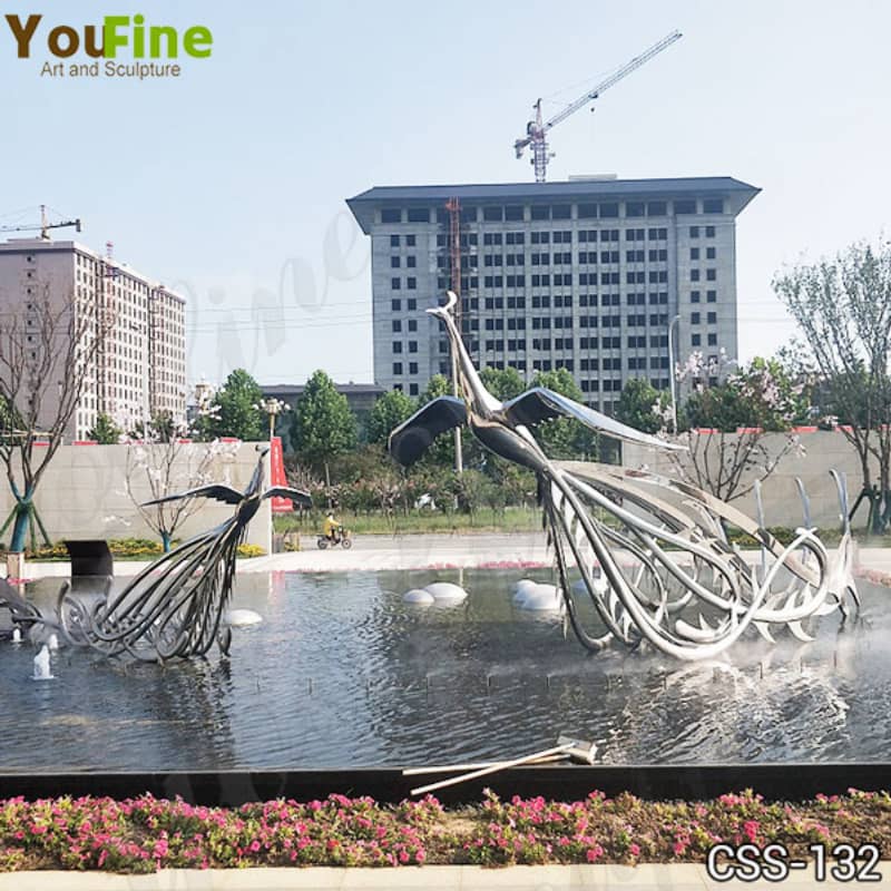 Modern Metal Phoenix Sculpture for Water Feature for Sale CSS-132 (1)
