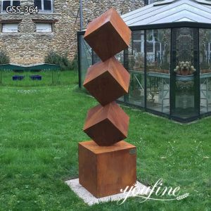 Modern Square Corten Steel Sculpture for Lawn for Sale CSS-364