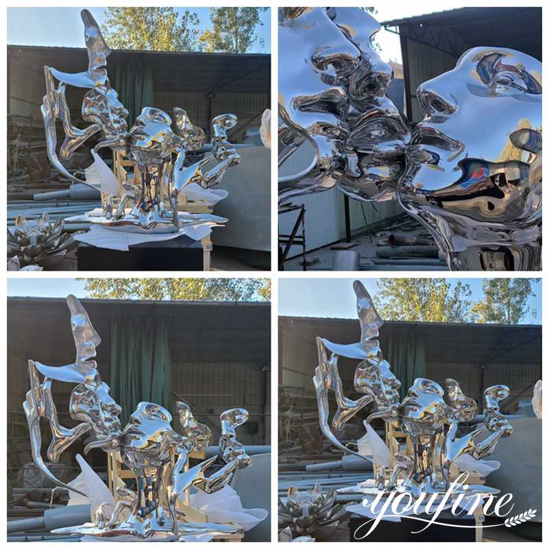 Modern Unmask Group Abstract Metal Sculpture