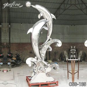 Ocean Theme Stainless steel dolphin sculpture for Sale CSS-135