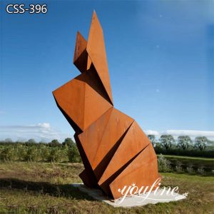 Outdoor Large Landscape Corten Steel Rabbit Statue Decor for Sale CSS-396