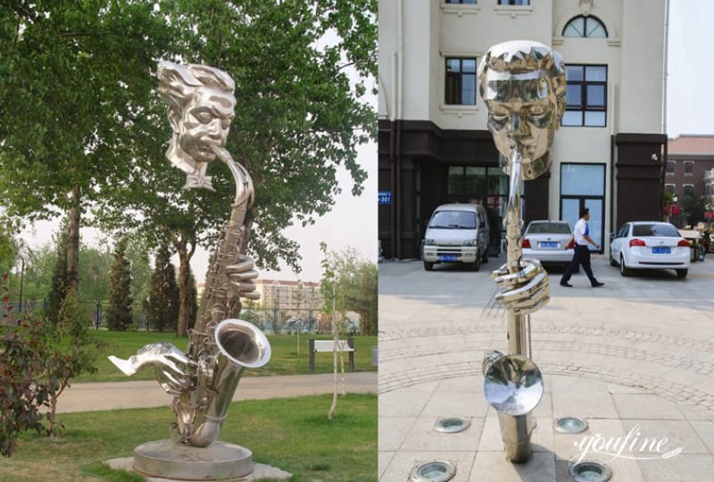 Outdoor Modern Metal Saxophone Player Sculpture for Sale CSS-419 - Center Square - 2