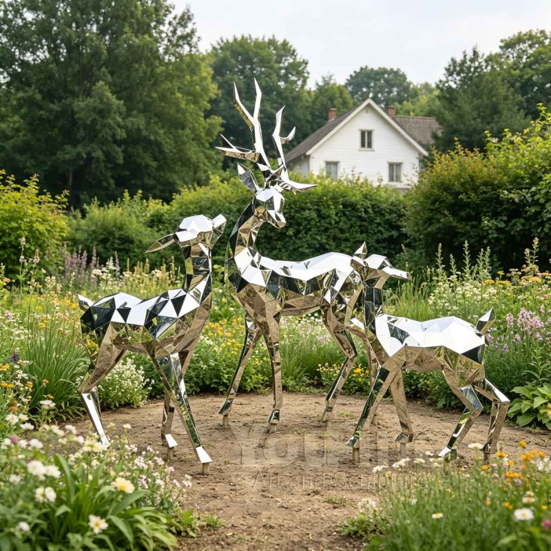 Stainless Steel Geometric Deer Sculpture Stainless Steel Geometric Deer Sculpture