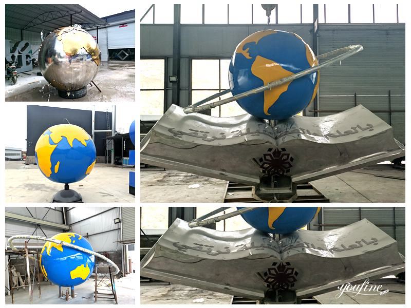 Outdoor Stainless Steel Globe Sculpture from Factory Supply CSS-112 - Center Square - 1