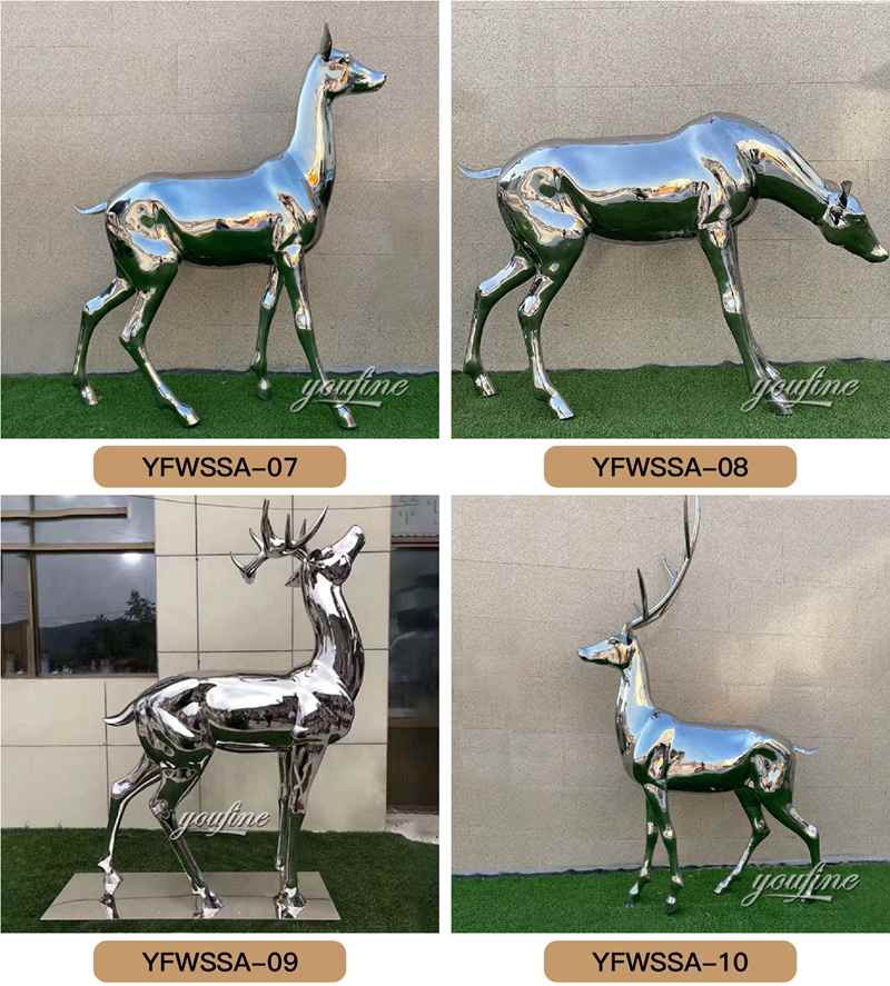 Stainless steel deer sculpture