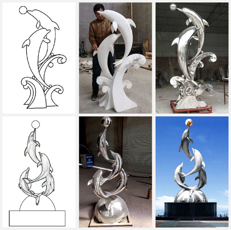 Ocean Theme Stainless steel dolphin sculpture for Sale CSS-135 - Application Place/Placement - 2