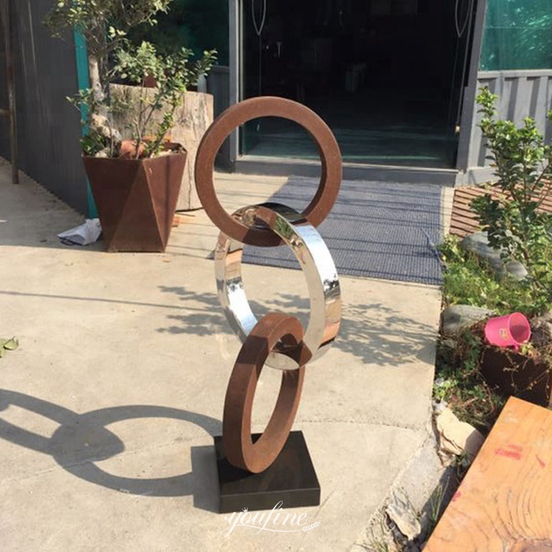 corten steel ring statue - YouFine Sculpture