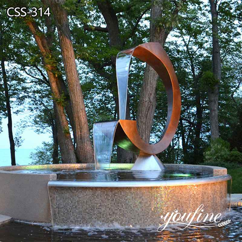 Rusty Garden Art Corten Steel Water Feature for Sale - Abstract Water Sculpture - 2