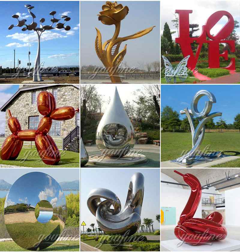 Matt Finish Metal Flower Sculptures for Garden for Sale CSS-407 - Garden Metal Sculpture - 3 large outdoor metal sculptures for sale