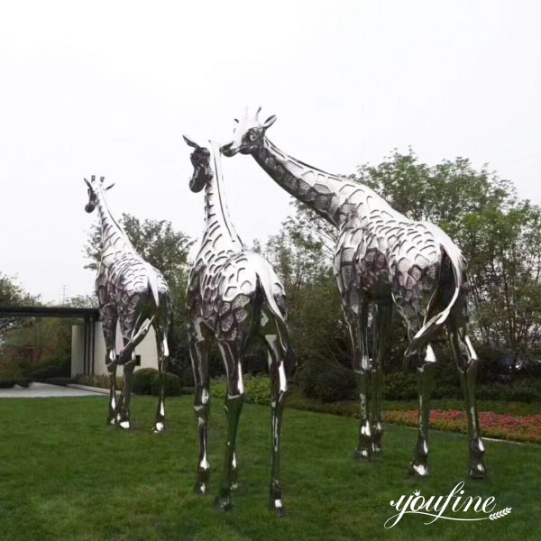 Modern Large Metal Giraffe Sculptures Lawn Decor for Sale CSS-402 - Center Square - 3