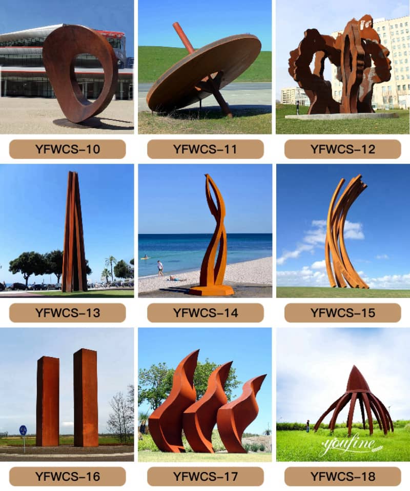 Modern Square Corten Steel Sculpture for Lawn for Sale CSS-364 - Abstract Corten Sculpture - 2