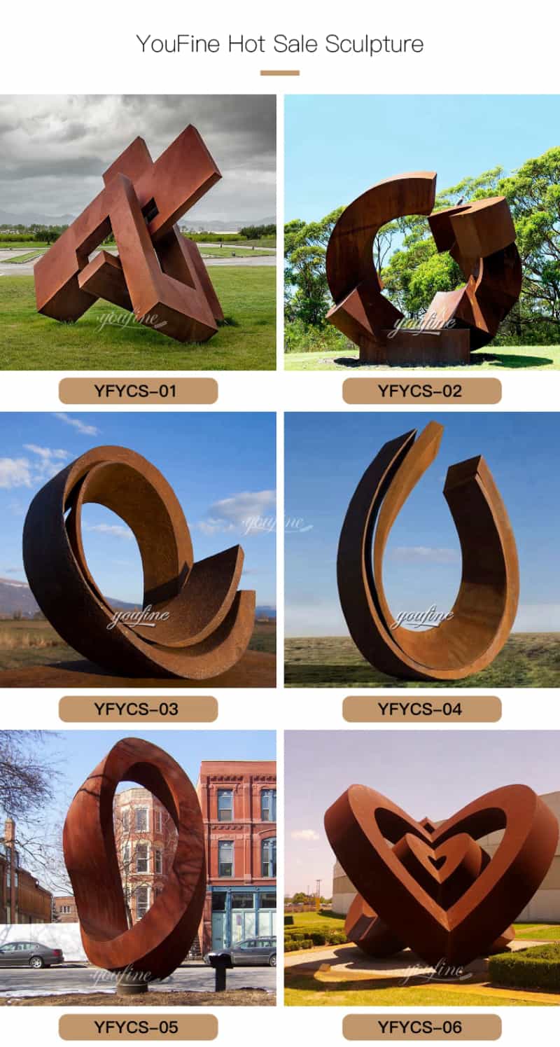 Modern Square Corten Steel Sculpture for Lawn for Sale CSS-364 - Abstract Corten Sculpture - 3