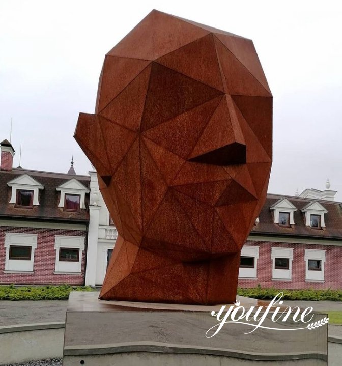 Huge Geometric Metal Head Statue Outdoor Decor from Factory Supply CSS-405 - Abstract Corten Sculpture - 1