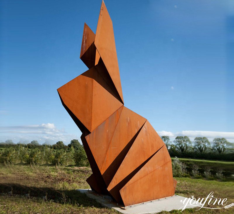 Outdoor Large Landscape Corten Steel Rabbit Statue Decor for Sale CSS-396 - Abstract Corten Sculpture - 1