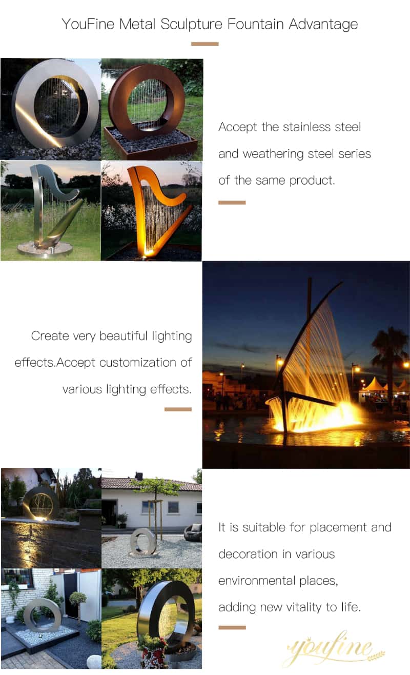 metal water fountains outdoor