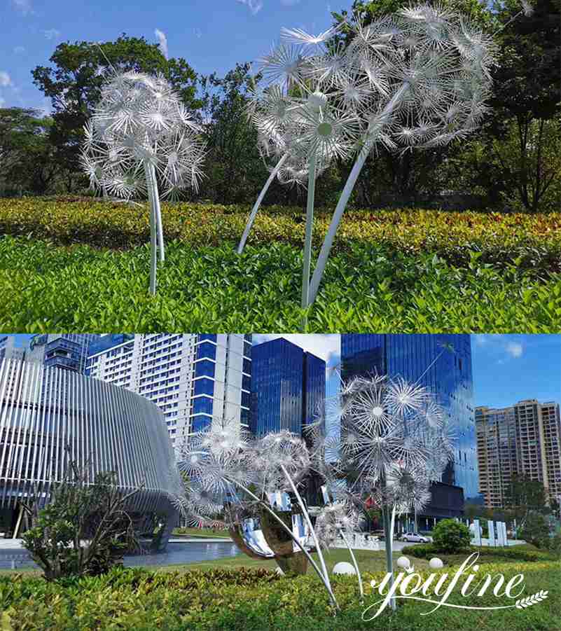 stainless steel dandelion sculpture