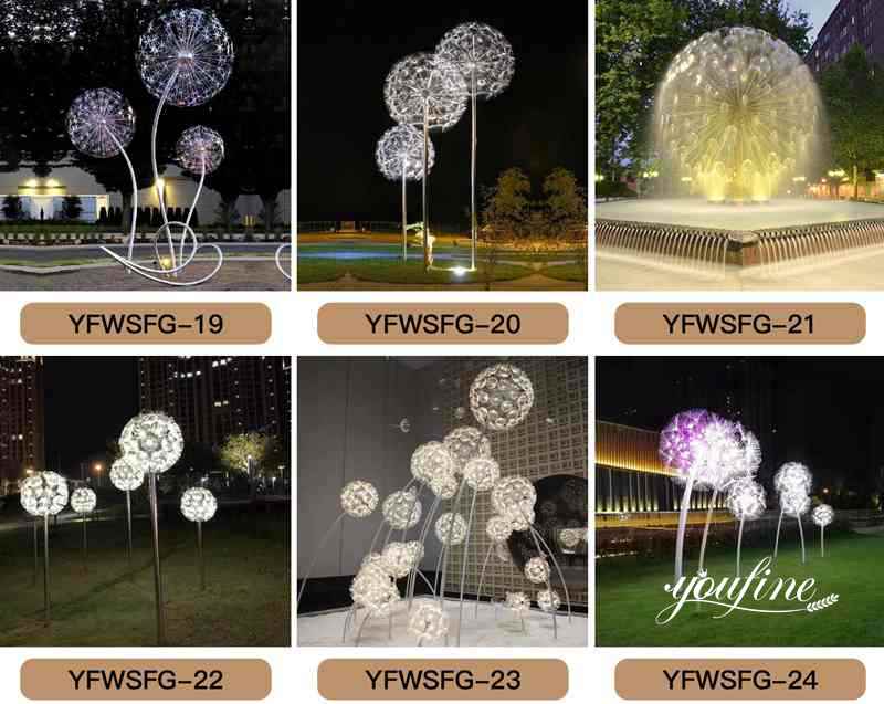 Outdoor Garden Large Metal Dandelion Sculpture for Sale CSS-196 - Square Sculpture - 4 stainless steel dandelion sculptures