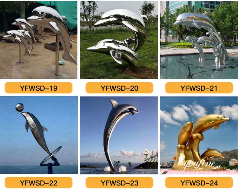 stainless steel dolphin sculpture
