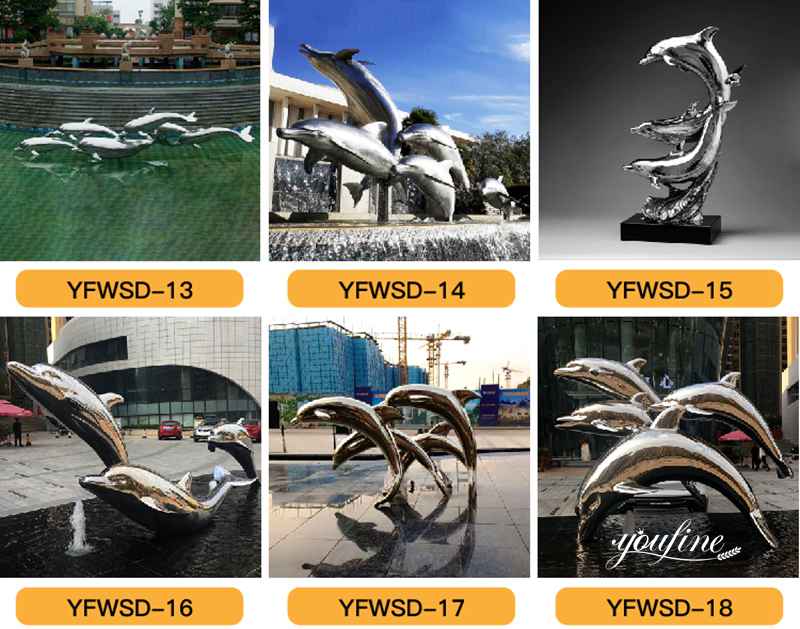 stainless steel dolphin sculptures