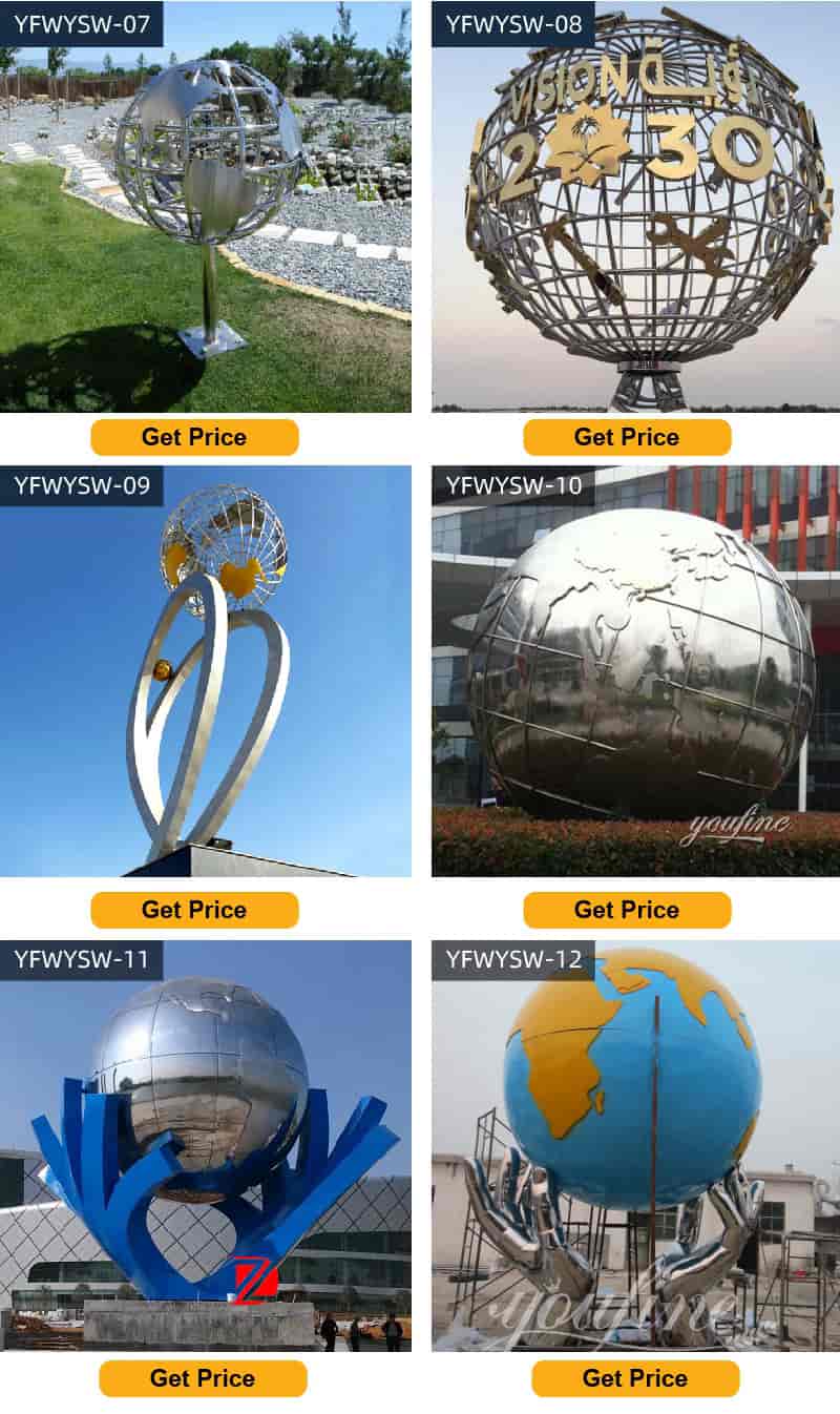 stainless steel globe sculpture