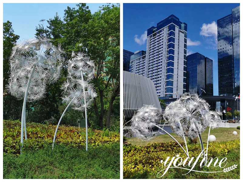 Outdoor Garden Large Metal Dandelion Sculpture for Sale CSS-196 - Square Sculpture - 1 stainless steel outdoor sculpture