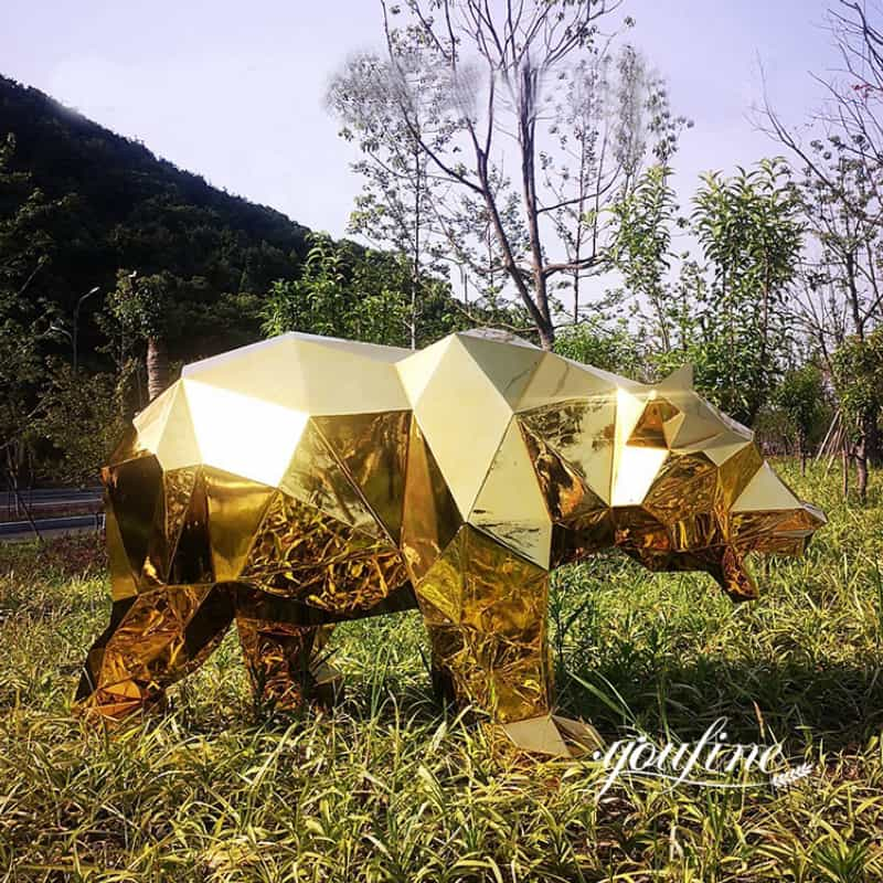 Modern Stainless Steel Geometric Bear from Factory Supply CSS-408 - Garden Metal Sculpture - 2