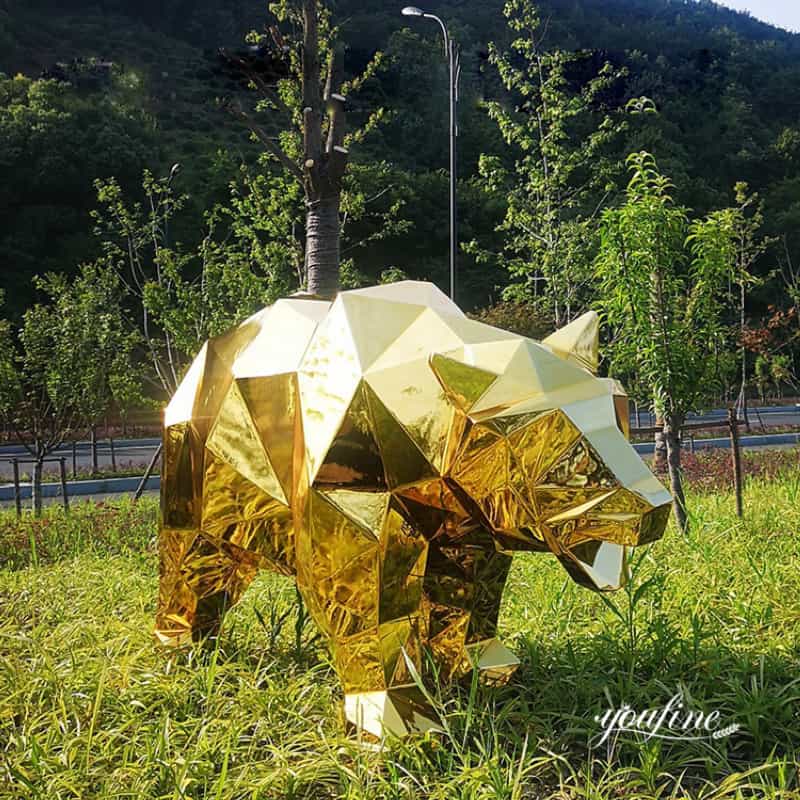 Modern Stainless Steel Geometric Bear from Factory Supply CSS-408 - Garden Metal Sculpture - 1