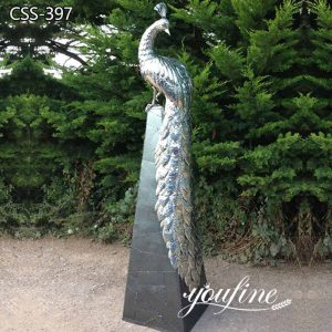 Life Size Peacock Metal Sculpture Garden Decor for Sale CSS-397