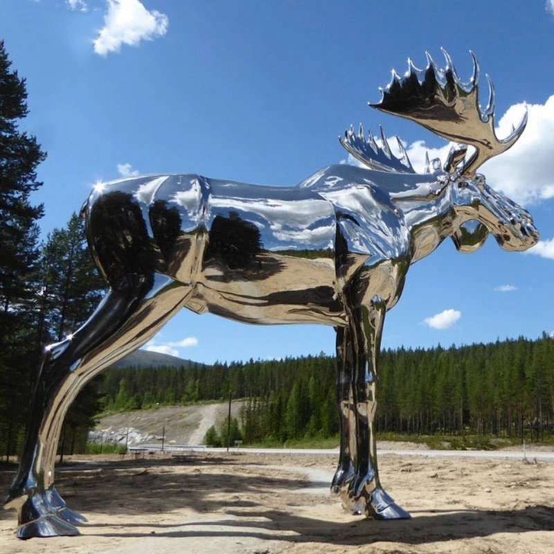 Mirror Metal Moose Sculpture - moose metal yard art