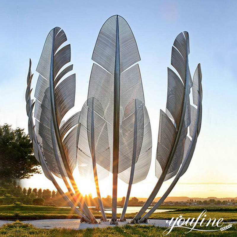 Large Stainless Steel Feather Sculpture Outdoor Decor for Sale CSS-451 - Center Square - 1