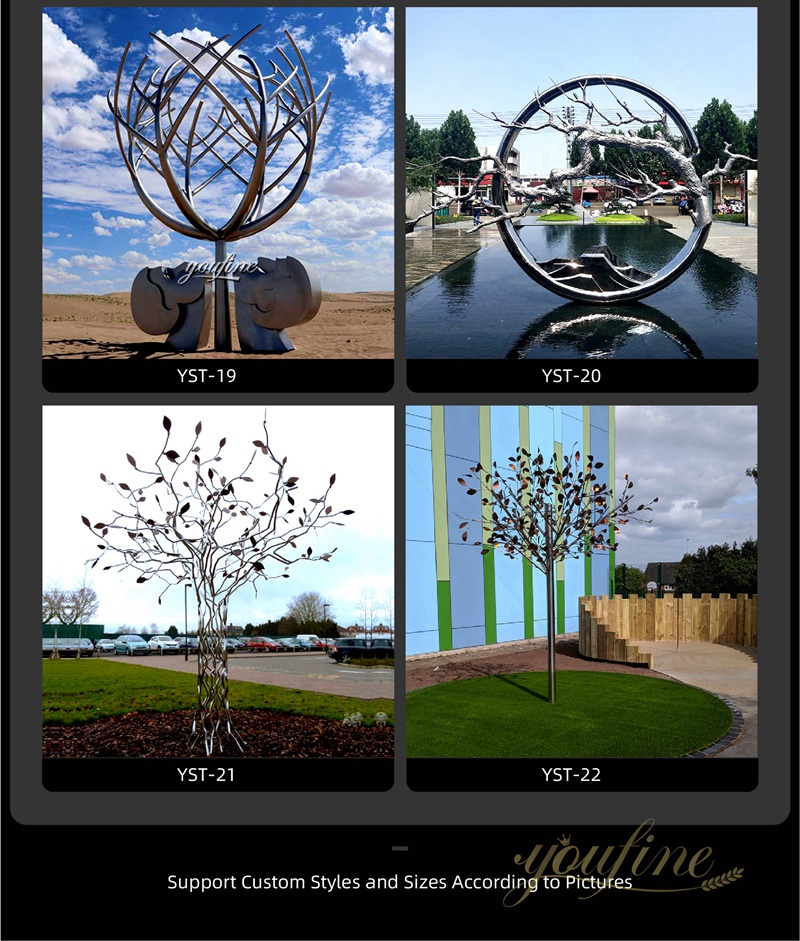 Creative Imitation Bronze Stainless Steel Tree People Sculpture for Outdoor - Garden Metal Sculpture - 11