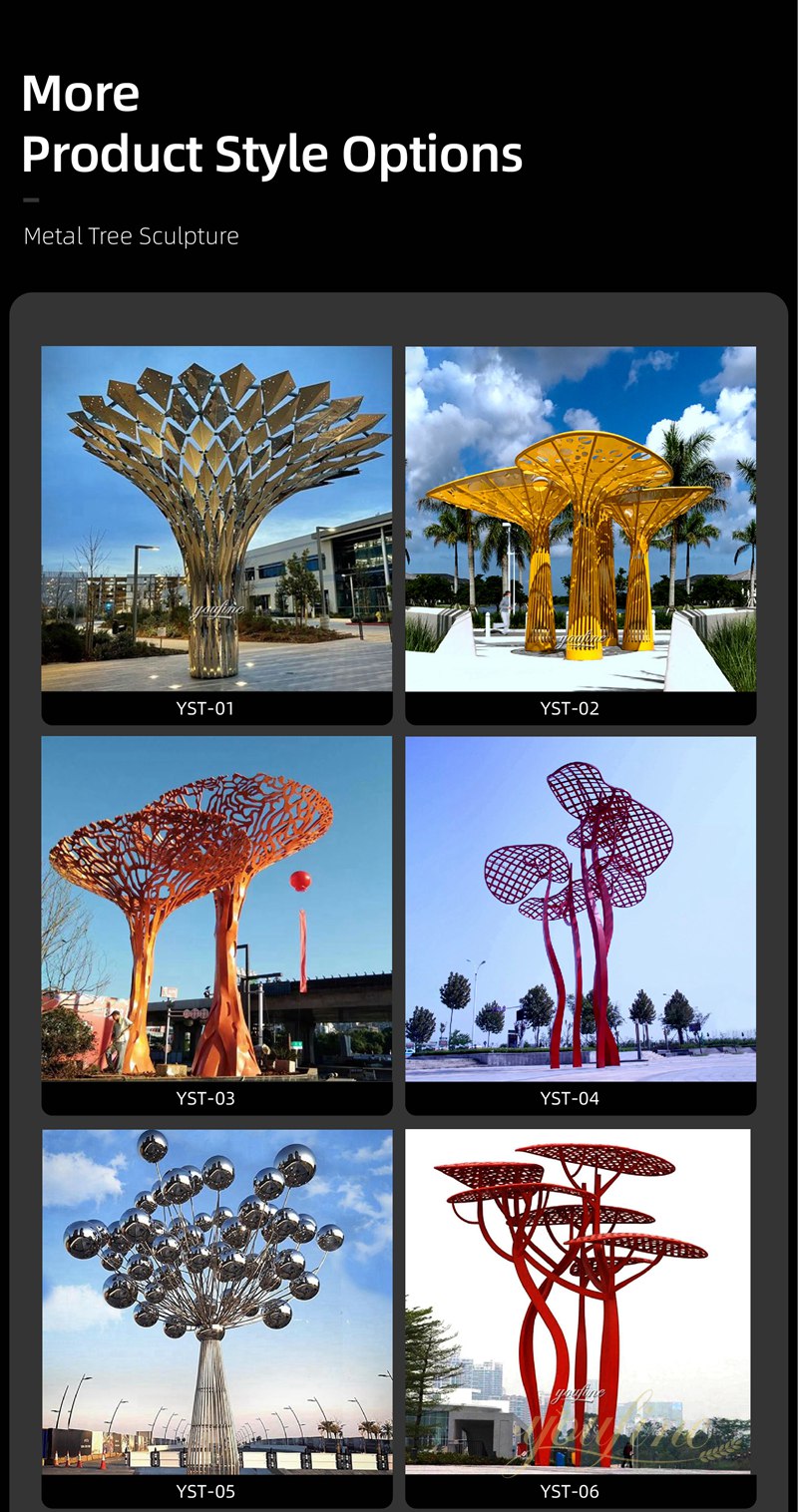 Creative Imitation Bronze Stainless Steel Tree People Sculpture for Outdoor - Garden Metal Sculpture - 8