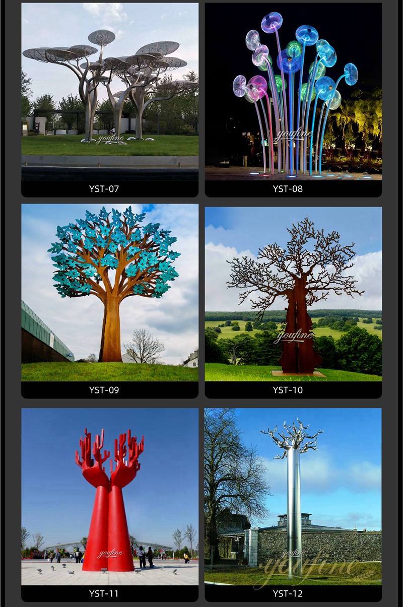 Creative Imitation Bronze Stainless Steel Tree People Sculpture for Outdoor - Garden Metal Sculpture - 9