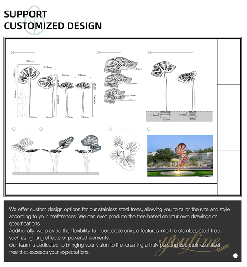 youfine stainless steel tree sculpture for sale