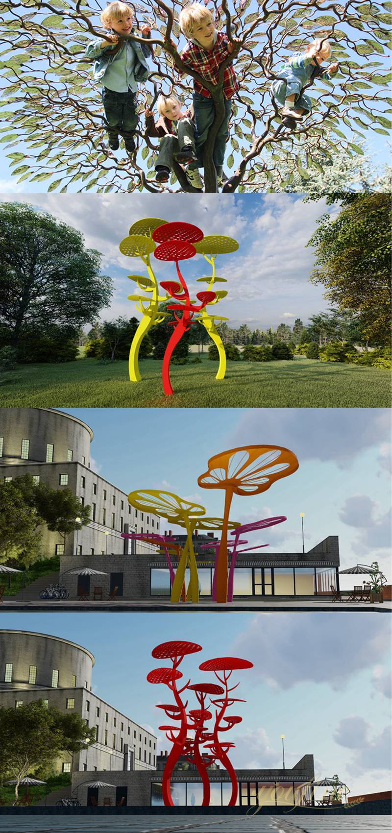 Outdoor Plaza Large Metal Tree Sculptures Project for Sale CSS-436 - Application Place/Placement - 12