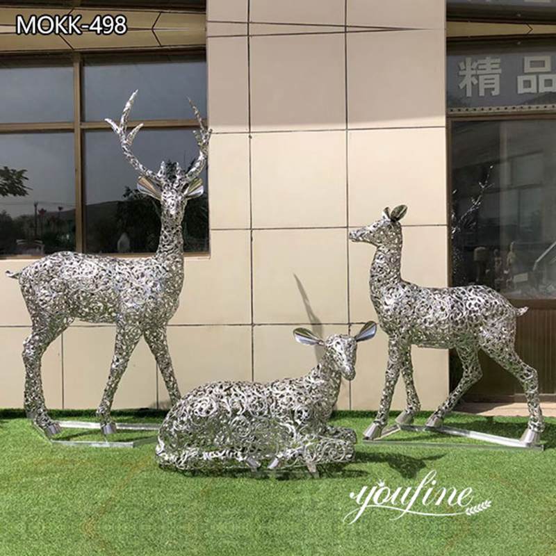 Life Size Metal Deer Family Sculpture Gatden Decor for Sale