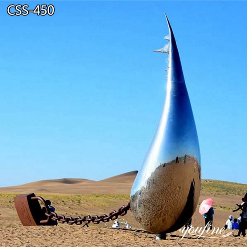Outdoor Large Metal Water Drop Sculpture for Sale CSS-450 - Landmark Sculpture - 1 Mirror Large Outdoor Metal Water Drop Sculpture for Sale